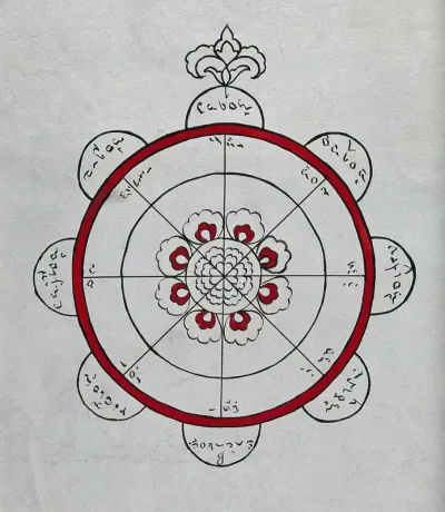 Circular amulet, with Buginese inscriptions, worn to ward off disease