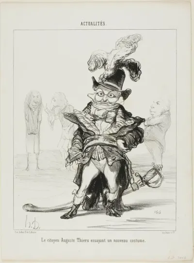 Citizen Thiers trying on a new costume, plate 114 from Actualités