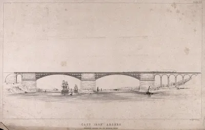 Civil engineering: a cast iron bridge, proposed for the Menai Straits