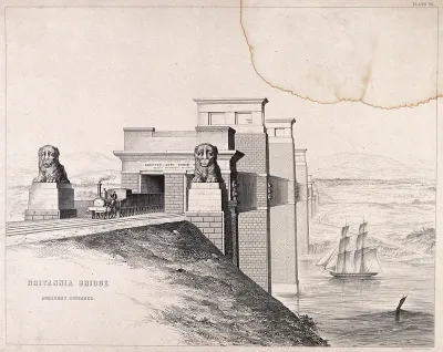 Civil engineering: the Menai box girder bridge, viewed from entrance level