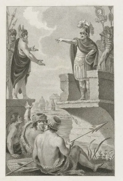 Civilis en Cerialis onderhandelen op de afgebroken brug, 69-70