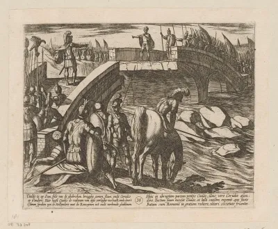Civilis en Cerialis onderhandelen op de afgebroken brug, 69-70