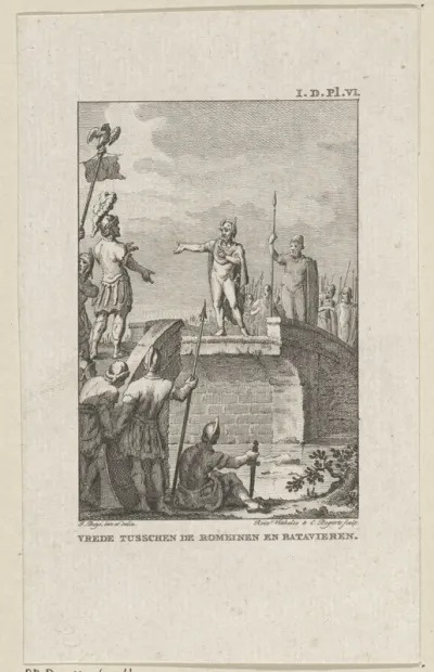 Civilis en Cerialis onderhandelen op de afgebroken brug, 70