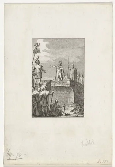 Civilis en Cerialis onderhandelen op de afgebroken brug, 70