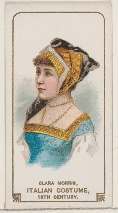 Clara Morris in Italian Costume of the 16th Century, from the set Actors and Actresses, First Series (N70) for Duke brand cigarettes
