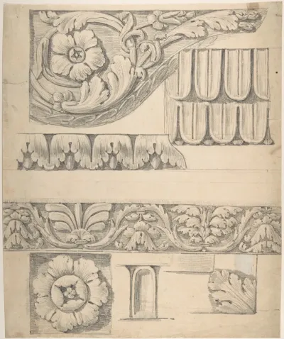 Classical Border Elements with Vines and Leaves