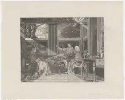 Classicistische scène met een man op een sofa