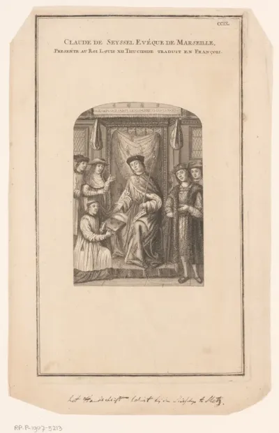 Claude de Seyssel presenteert een boek aan koning Lodewijk XII
