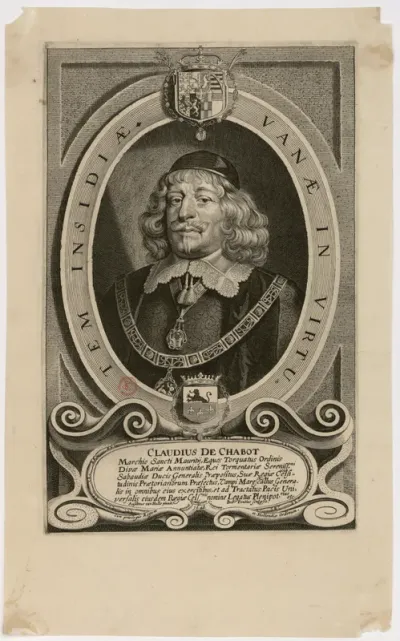 Claudius de Chabot, marchio Sancti Mauritii, eques Torquatus ordinis Divae Mariae Annuntiatae [...] Anselmus van Hulle pinxit. Paul. Pontius sculpsit