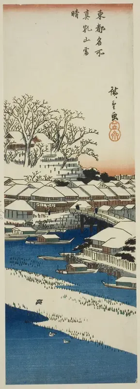 Clear Weather after Snow at Matsuchi Hill (Matsuchiyama no yukibare), from the series "Famous Views of the Eastern Capital (Toto meisho)"