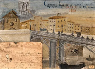 Clemente Latini of Velletri saved by the Madonna del Parto after falling off the Ponte di Ripetta, 1895