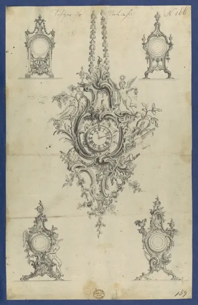 Clock Cases, in Chippendale Drawings, Vol. I