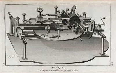 Clocks: a dividing engine for setting out gearwheels