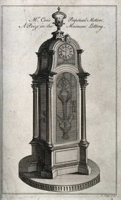 Clocks: James Cox's "perpetual motion" self-winding clock