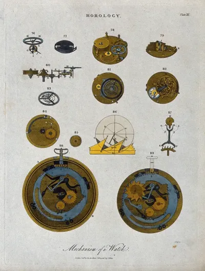 Clocks: mechanism of a pocket watch
