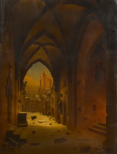 Cloister ruin in winter