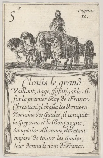 Clovis le grand / Vaillant, sage..., from "Game of the Kings of France" (Jeu des Rois de France)