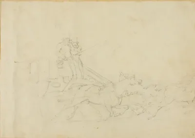 Coach Drawn by Four Galloping Horses
