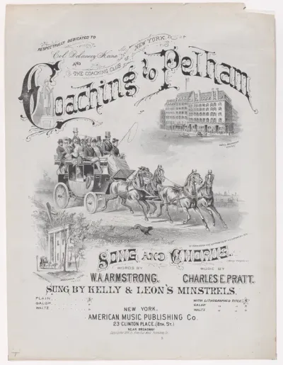 Coaching to Pelham (sheet music cover)