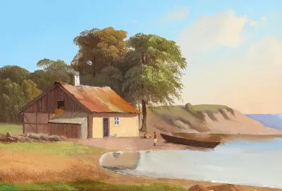 Coastal scenery with a fisherman's house.