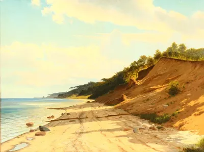 Coastal view bathed in afternoon light