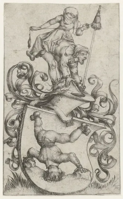 Coat of Arms with a Peasant Standing on his Head