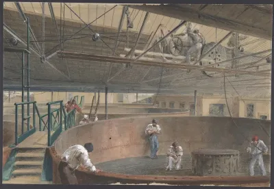 Coiling the Cable in the Large Tanks at the Works of the Telegraph Construction and Maintenance Company of Greenwich, 1865