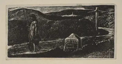 Colinet's Journey, Milestone Marked 'LXII Miles to London', from Thornton's "Pastorals of Virgil"