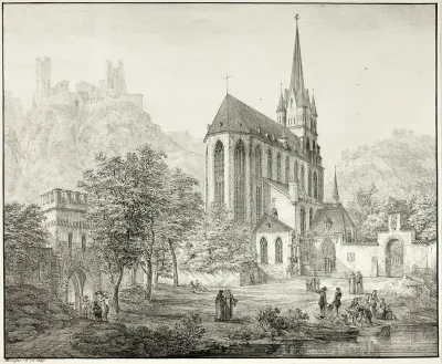 Collegiate Church of Our Lady, with Castle Schoenberg at Oberwesel on the Rhine