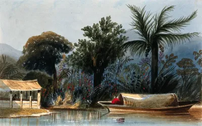 Colombia: a shed on the banks of a lagoon of the River Cienega