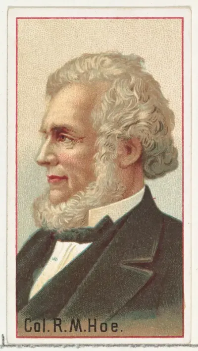 Colonel Richard March Hoe, printer's sample for the World's Inventors souvenir album (A25) for Allen & Ginter Cigarettes
