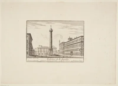 Colonna di M. Aurelio. 1. Palazzo Niccolini. 2. Palazzo del Vicegerente. 3. Monte Citorio. 4. Palazzo Chigi