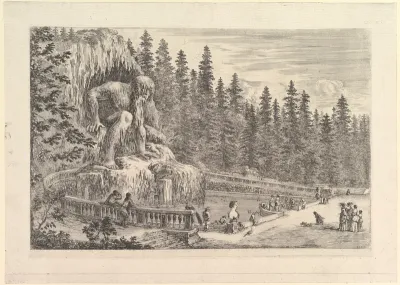 Colossal statue of the Appenino by Giambologna, from "Views of the villa at Pratolino" (Vues de la villa de Pratolino)