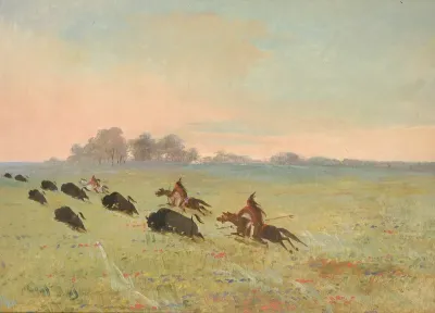 Comanche Indians Chasing Buffalo