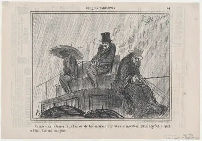 Commençant à trouver que l'imperiale des omnibus..., from Croquis Parisiens, published in "Le Charivari"