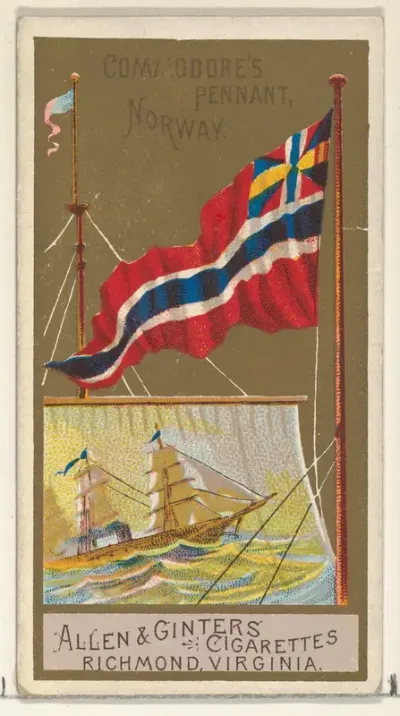 Commodore's Pennant, Norway, from the Naval Flags series (N17) for Allen & Ginter Cigarettes Brands