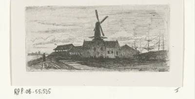 Complex met molen aan een rivier