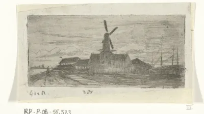 Complex met molen aan een rivier