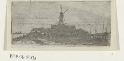 Complex met molen aan een rivier