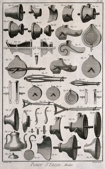Components and products of pewter manufacture