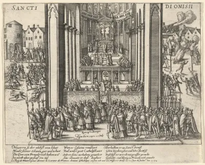 Composite Image Depicting Actions of Henri IV, King of France, upon His Abjuration of the Protestant Faith