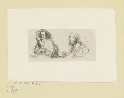 Compositie met een oude man en vrouw ten halve lijve