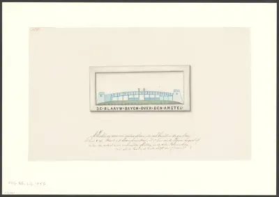 Compositie met gevelsteen 'De Blaauwe brugh over den Amstel'