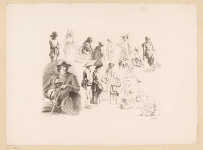 Compositie met mannen en vrouwen van verschillende leeftijden in verschillende houdingen