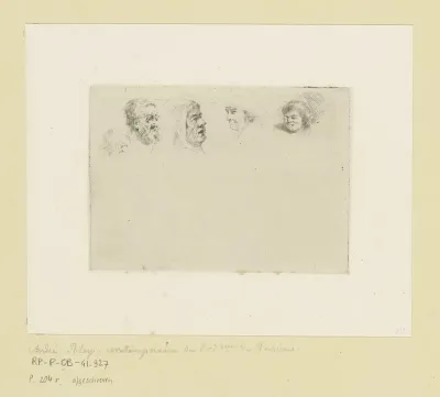 Compositie met vijf hoofden van mannen van verschillende leeftijden