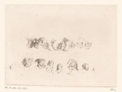 Compositie met vijftien bustes van mannen en vrouwen van verschillende leeftijden