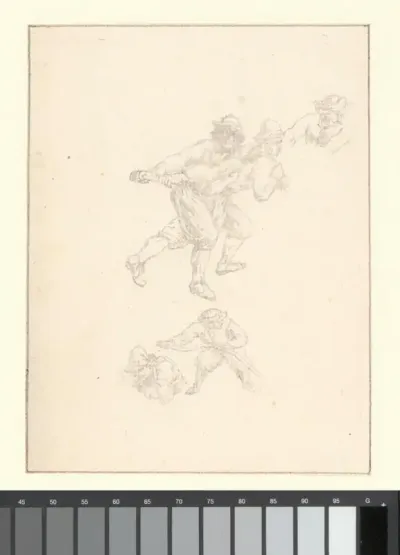 Compositie met zes brandweermannen