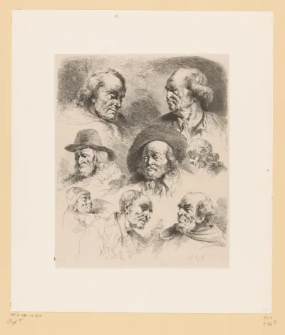 Compositie met zeven hoofden van mannen en een van een jongen
