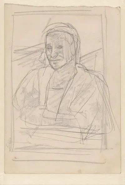 Compositie van een oude, onbekende vrouw met hoofddoek