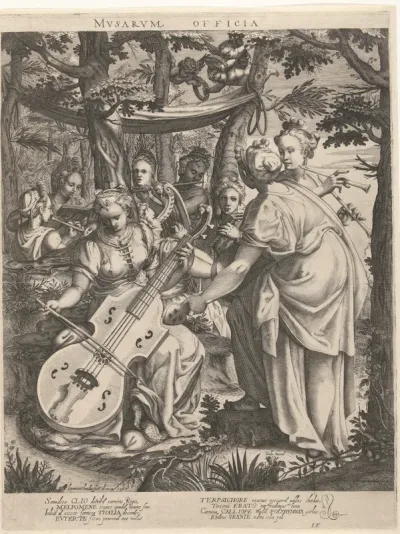 Concert van de muzen op de Parnassus